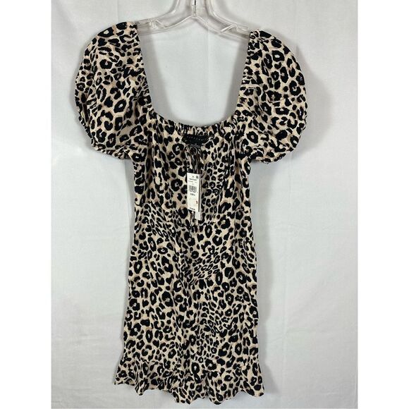 Sanctuary Fresh Breeze Leopard Print Puff Sleeve Square Neck Dress 0 ⭐️READ⭐️ - Picture 2 of 7